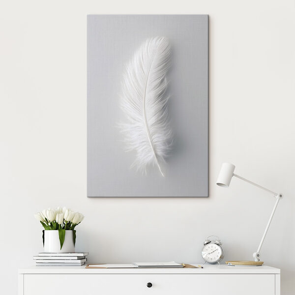 White feather on a white background White feather on a white background