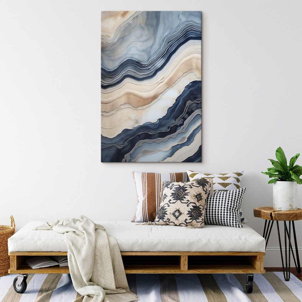 Waves of calming blue and beige