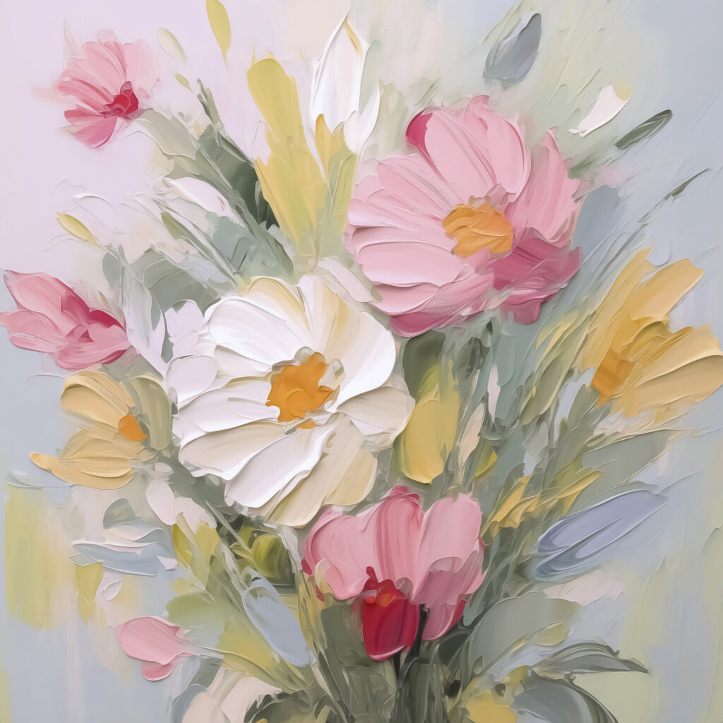 Painting of flowers in a vase