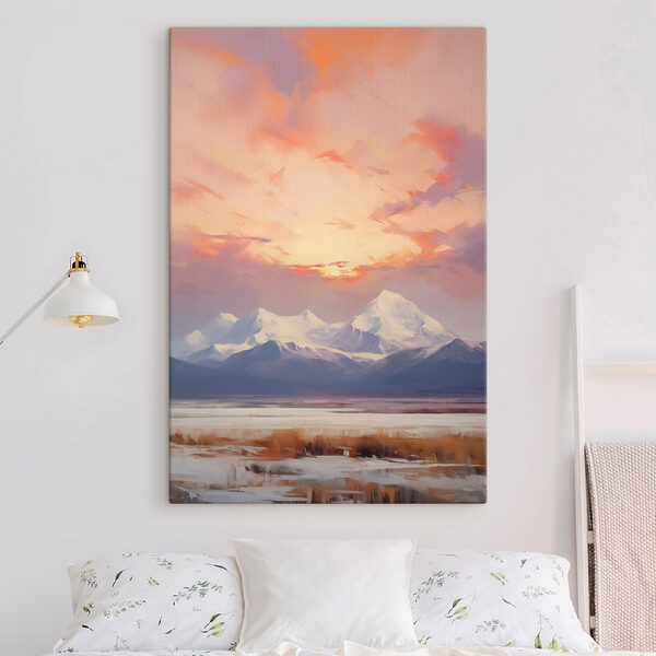 Mountain range with a pink sky Mountain range with a pink sky