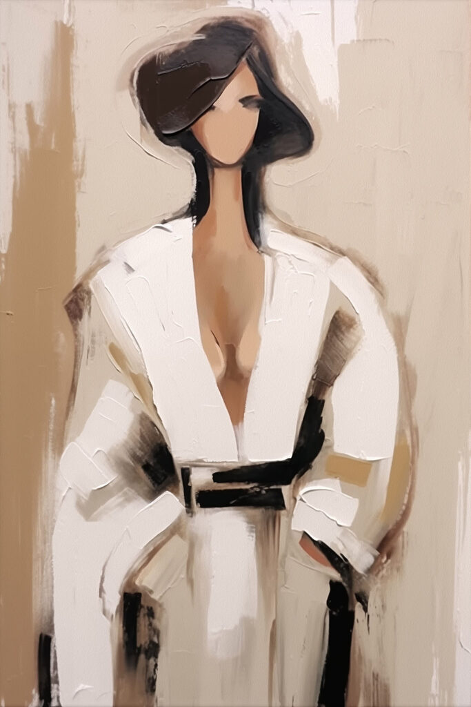 Painting of a woman in a white robe