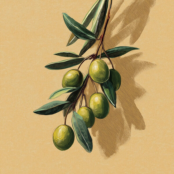 Green fruit on a branch Green fruit on a branch