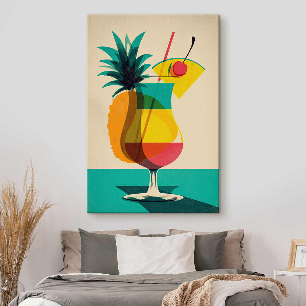 Colorful cocktail with a pineapple and a straw Colorful cocktail with a pineapple and a straw