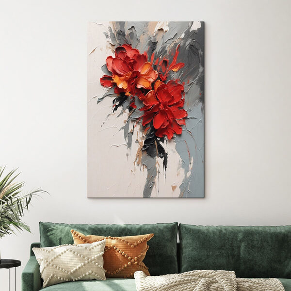 Painting of flowers on a white surface Painting of flowers on a white surface