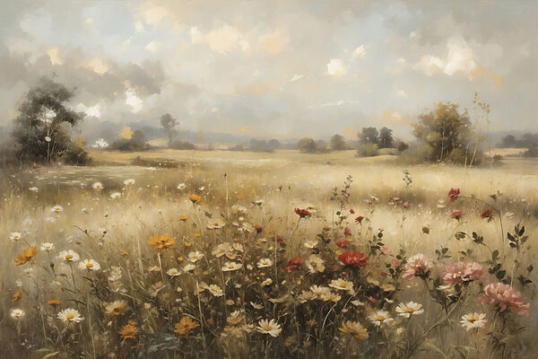 Painting of a field of flowers Painting of a field of flowers
