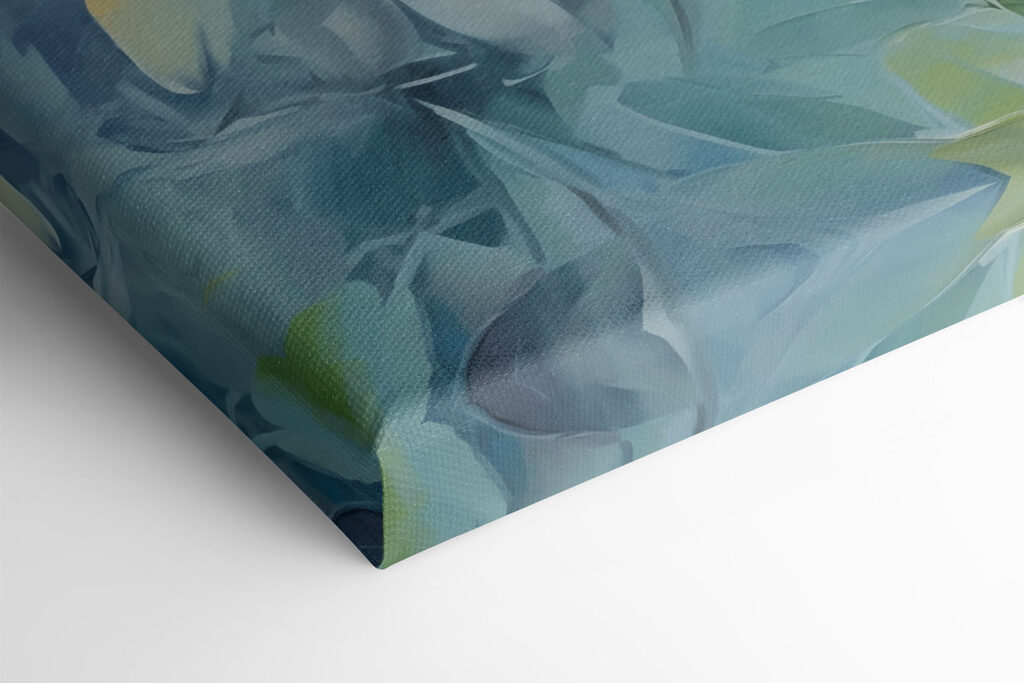 Painting of leaves on a white surface