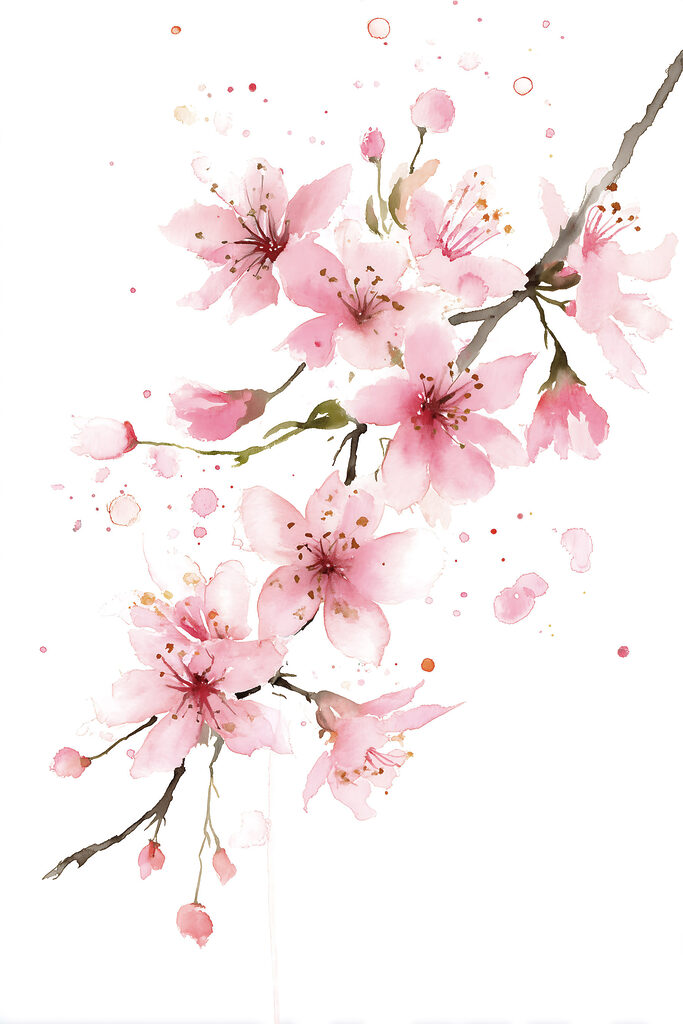 Watercolor of pink flowers