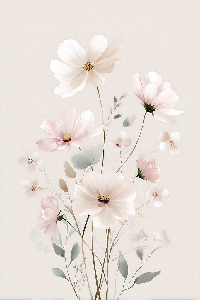 Delicate blooms in soft pastel hues Delicate blooms in soft pastel hues