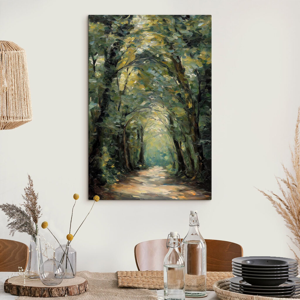 Painting of a path through a forest Painting of a path through a forest
