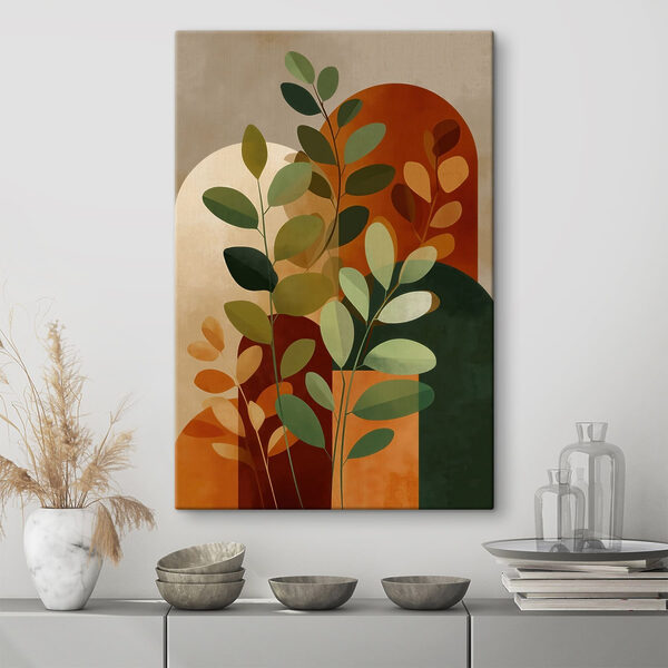 Painting of leaves and a circle Painting of leaves and a circle