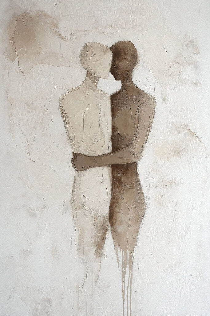 Drawing of two people hugging Drawing of two people hugging