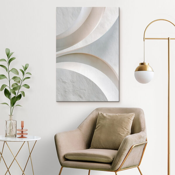 White wall with curved lines