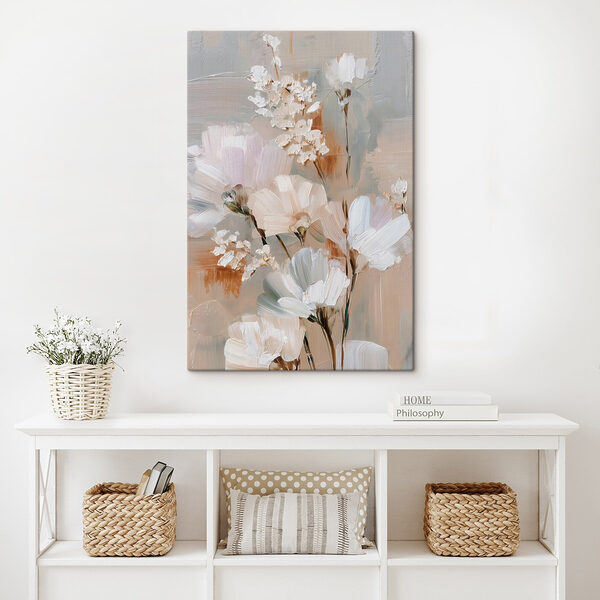 Painting of flowers on a white surface Painting of flowers on a white surface