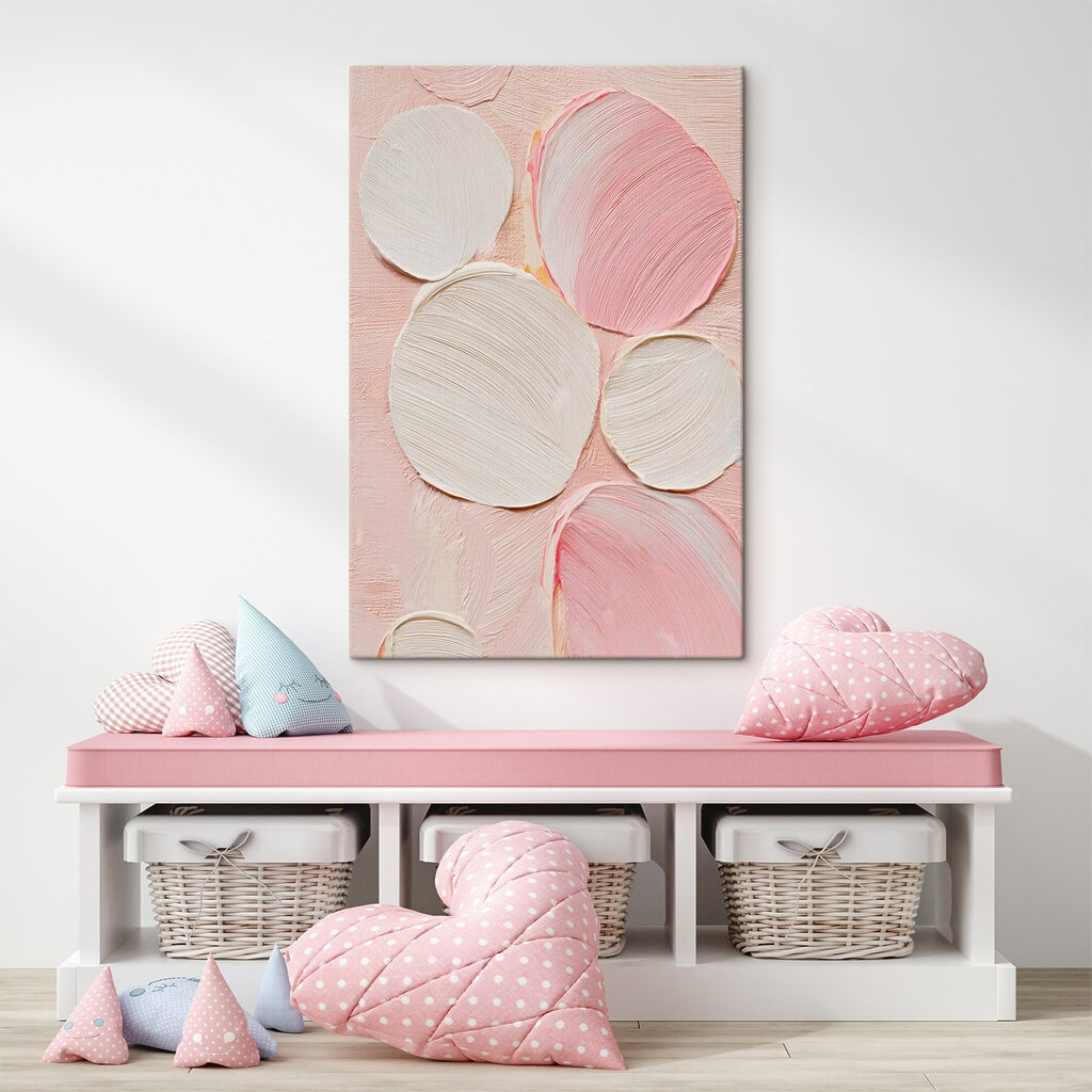 Group of white and pink circles
