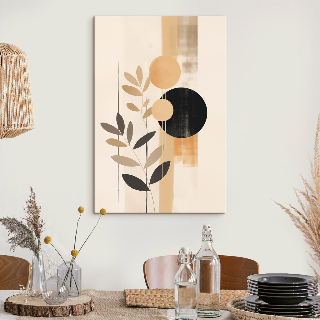 Painting of a plant with circles and leaves