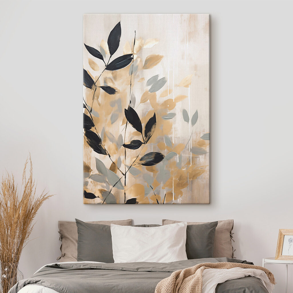 Painting of leaves on a wall Painting of leaves on a wall