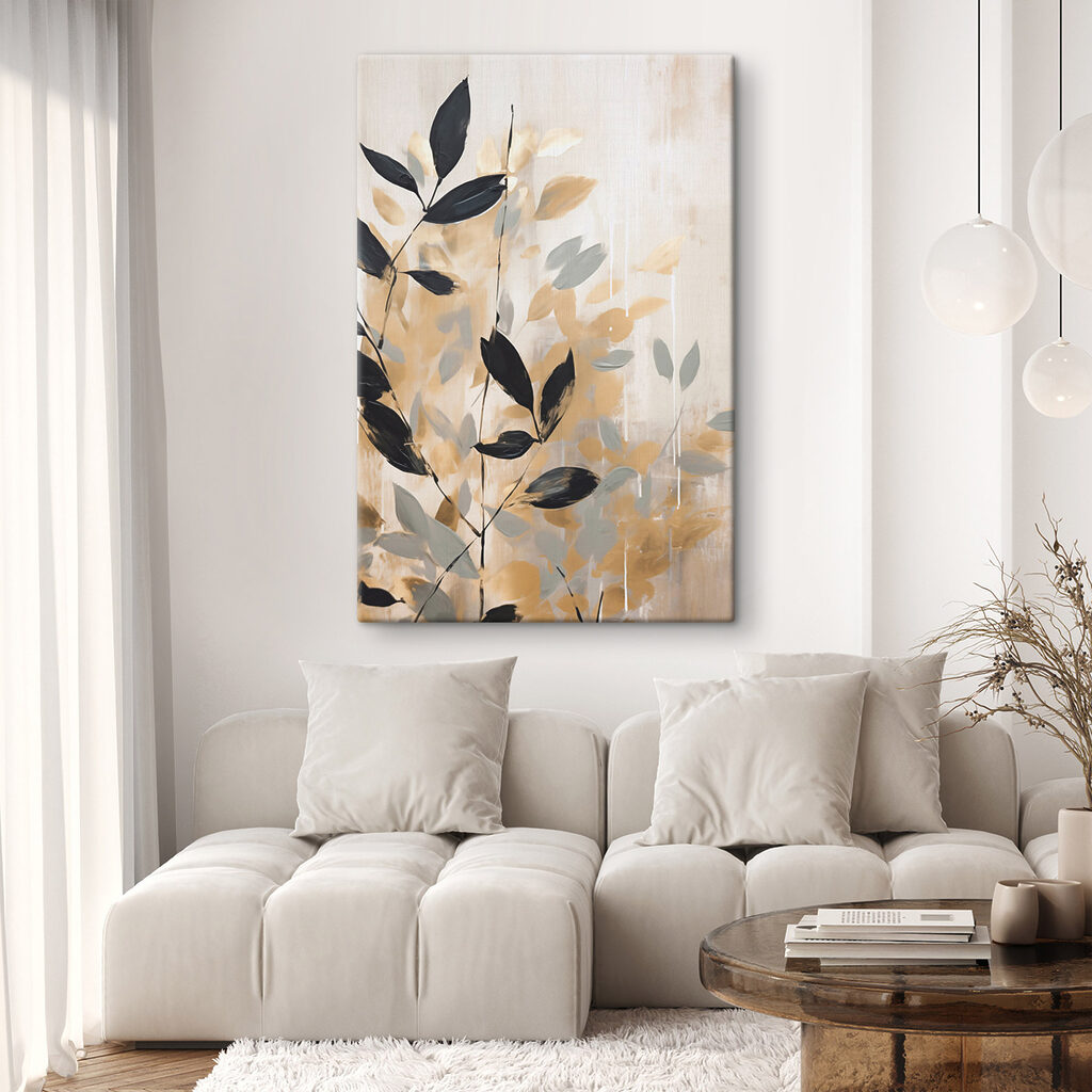 Painting of leaves on a wall Painting of leaves on a wall