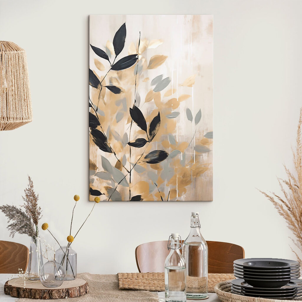 Painting of leaves on a wall Painting of leaves on a wall