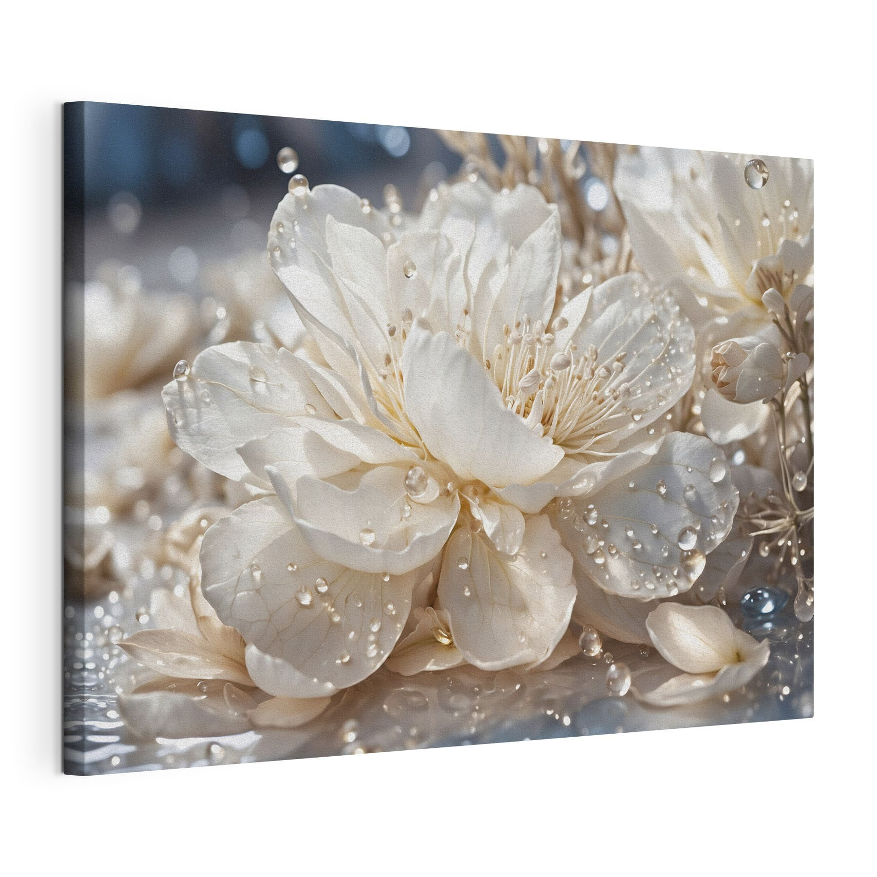 Delicate blooms adorned with droplets Delicate blooms adorned with droplets