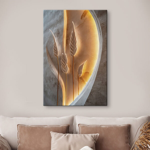 Sculpture of leaves and a light Sculpture of leaves and a light