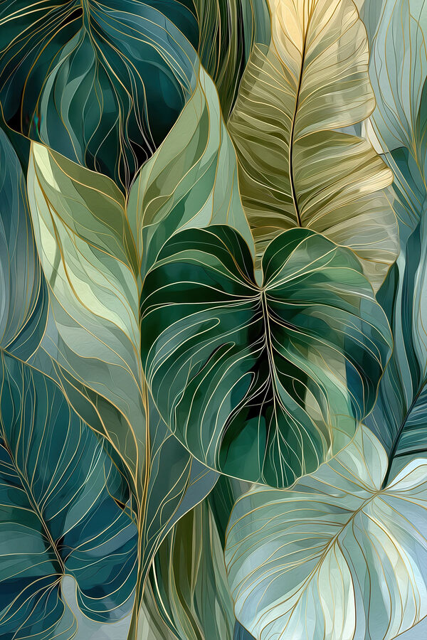Vibrant green leaf patterns intertwined