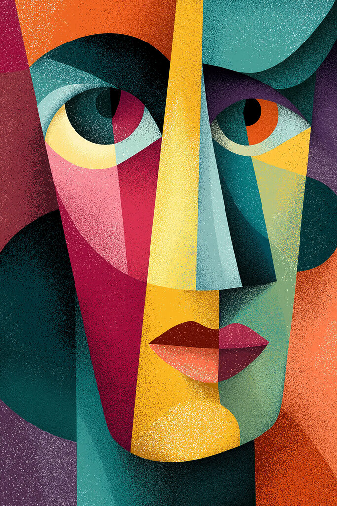 Colorful face with different colors Colorful face with different colors