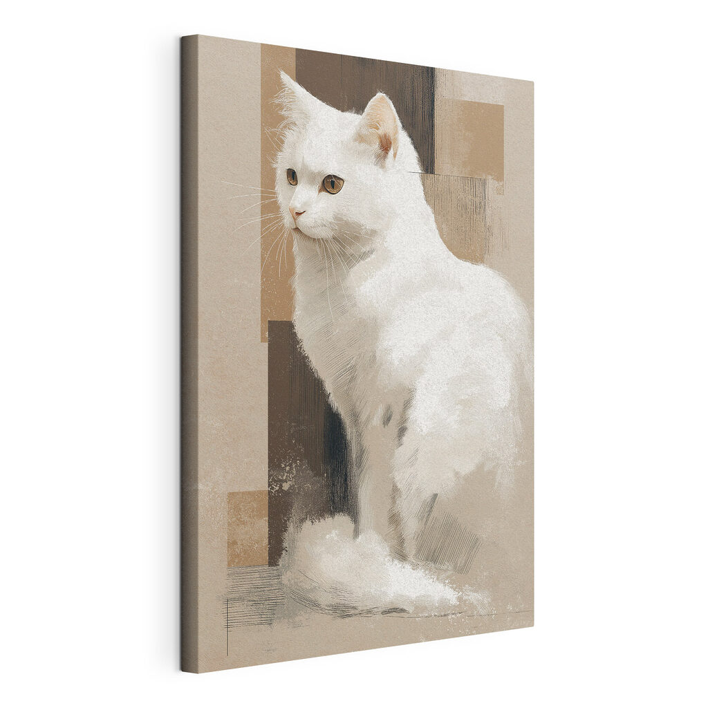White cat sitting on a brown surface White cat sitting on a brown surface