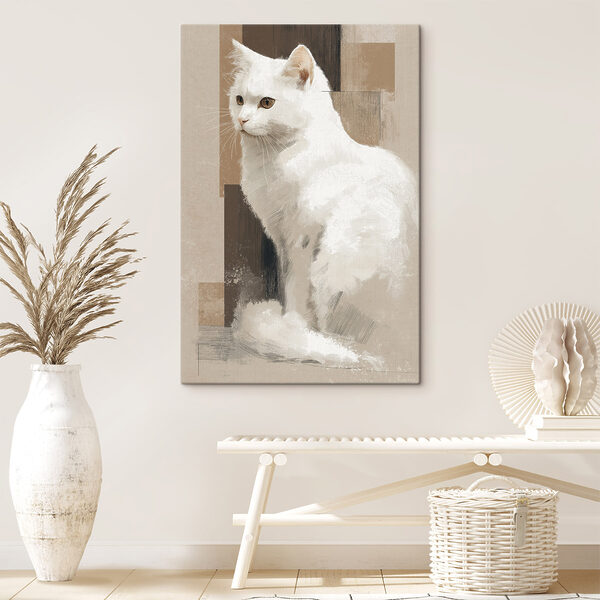 White cat sitting on a brown surface White cat sitting on a brown surface