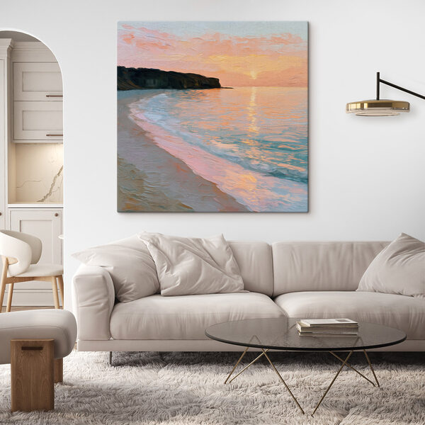 Beach with waves and cliffs