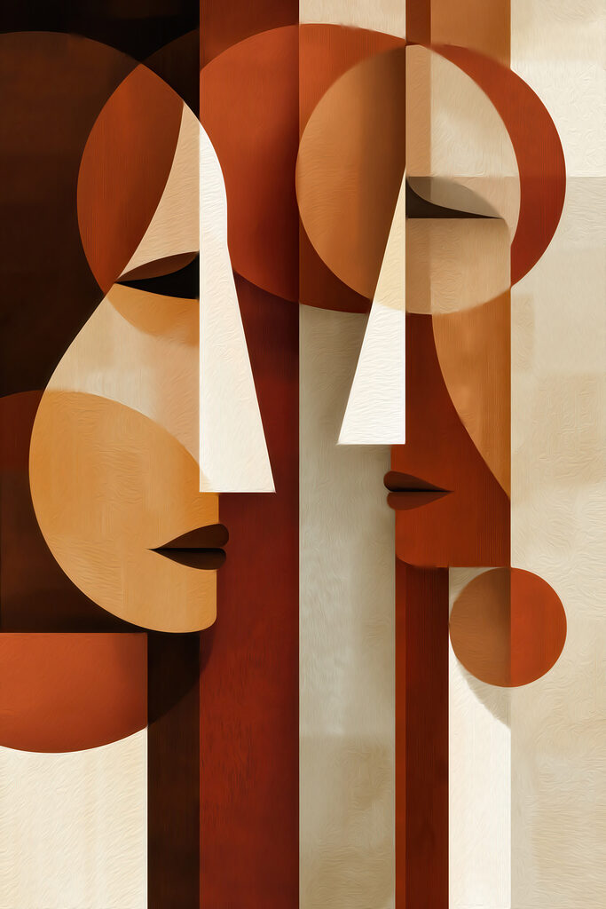 Painting of a couple of faces Painting of a couple of faces