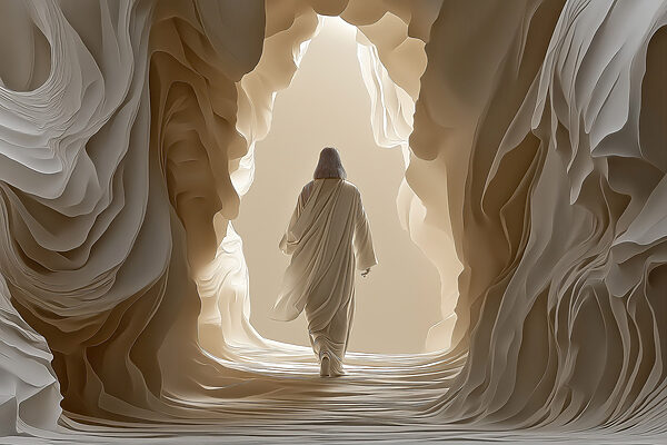 Person walking in a cave Person walking in a cave