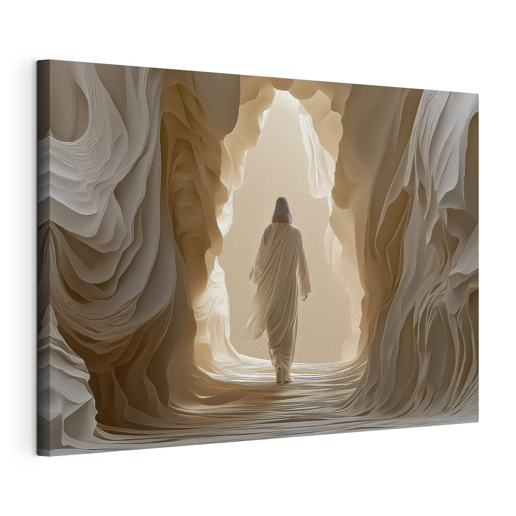 Person walking in a cave Person walking in a cave