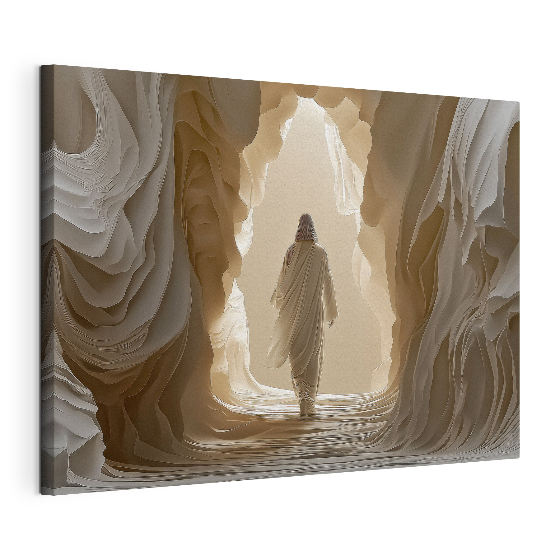 Person walking in a cave Person walking in a cave