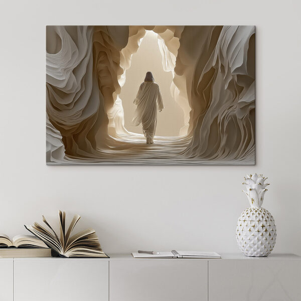 Person walking in a cave Person walking in a cave