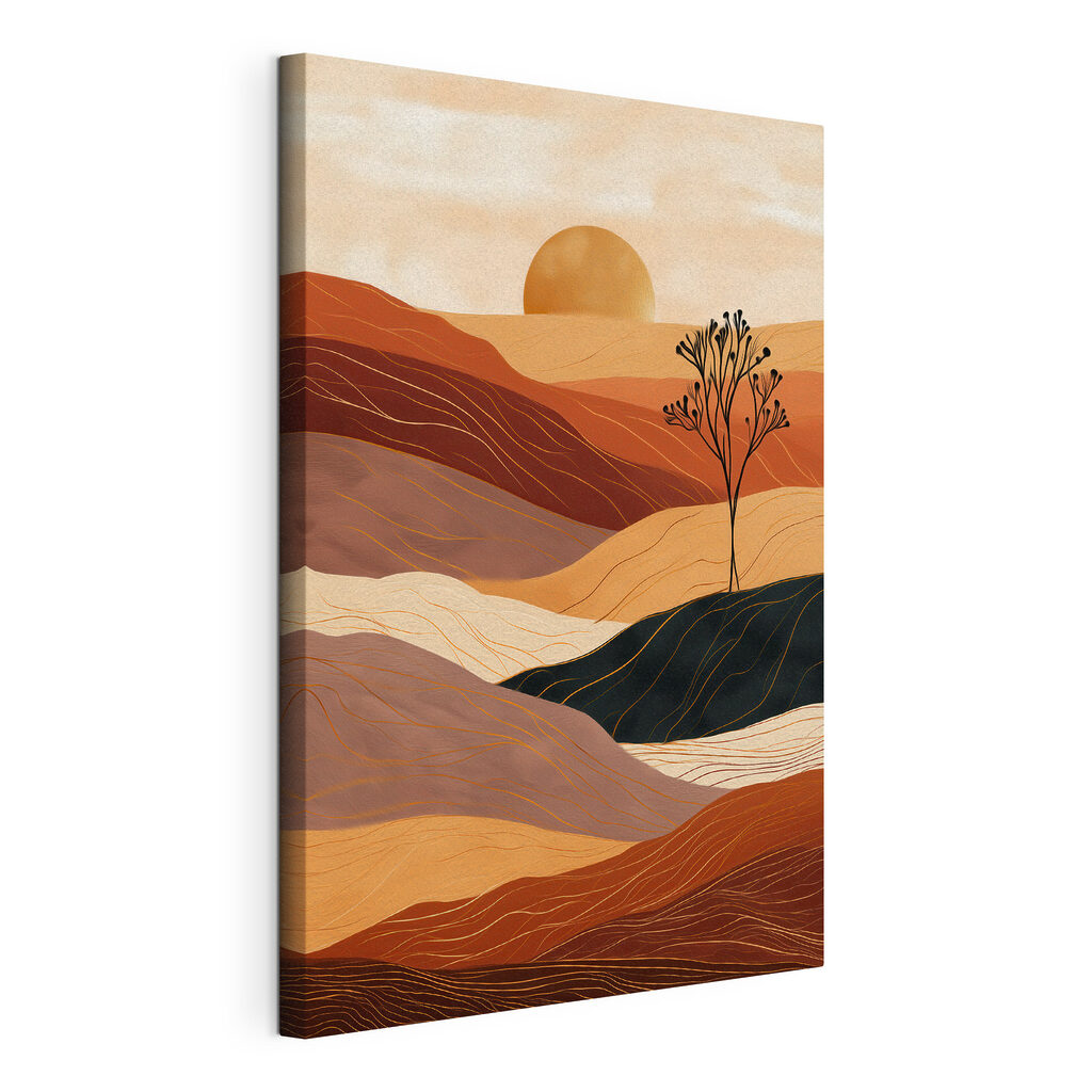 Landscape with a tree and hills Landscape with a tree and hills