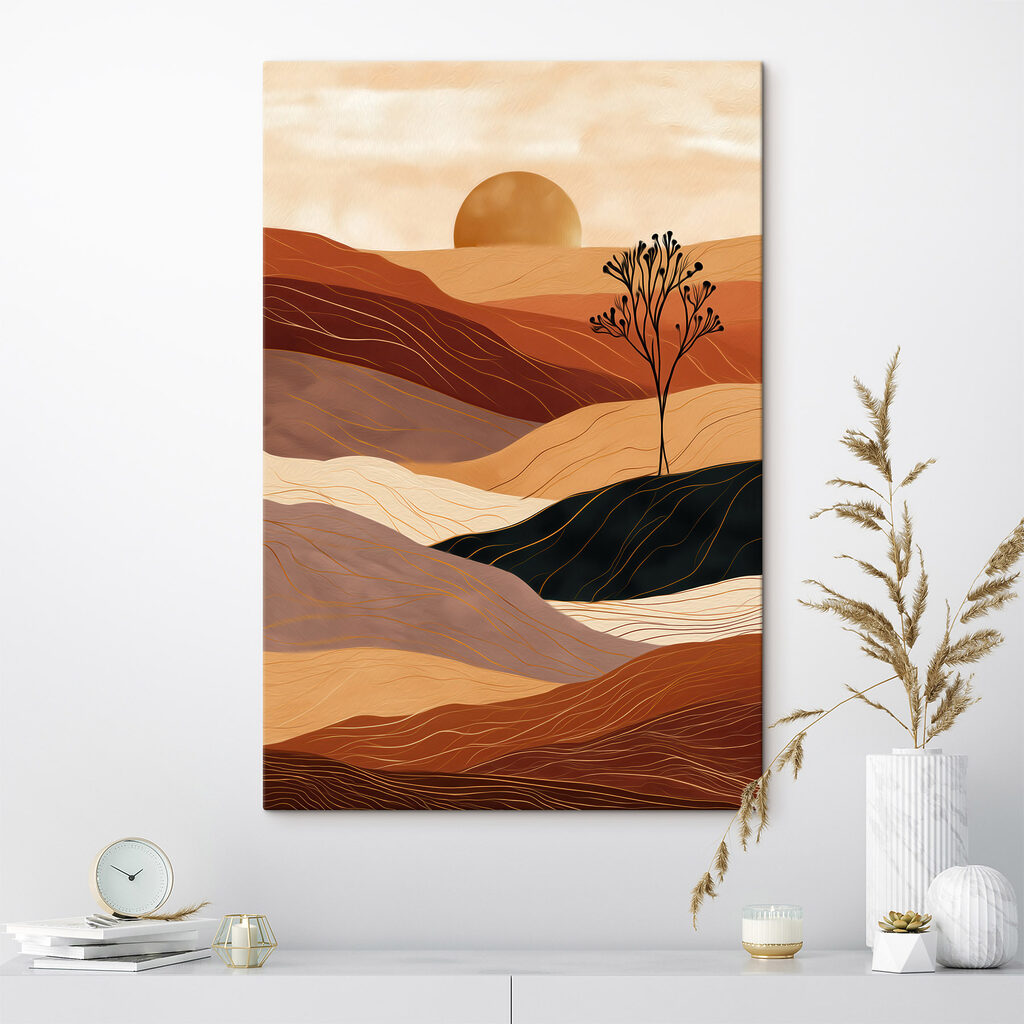 Landscape with a tree and hills Landscape with a tree and hills