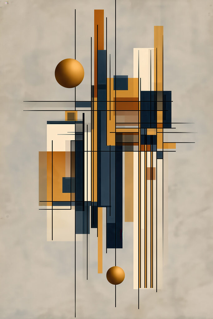 Art piece of art with a ball and squares Art piece of art with a ball and squares