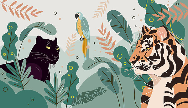 Group of animals in the jungle Group of animals in the jungle