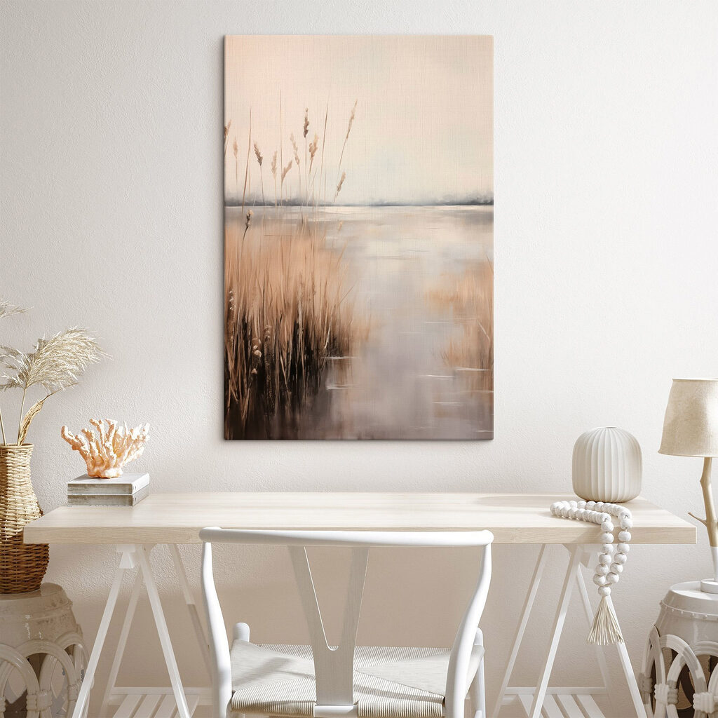 Water with tall grass and a body of water Water with tall grass and a body of water