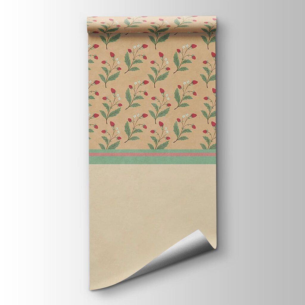 Pattern of flowers and leaves on a beige background