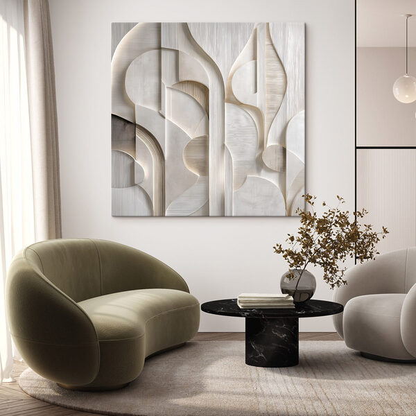White wall with curved lines and curves White wall with curved lines and curves