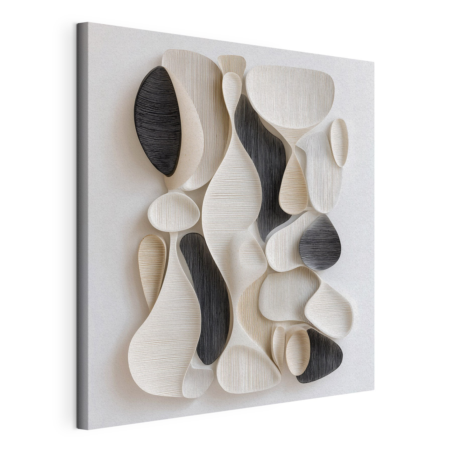 Wall art made of black and white shapes