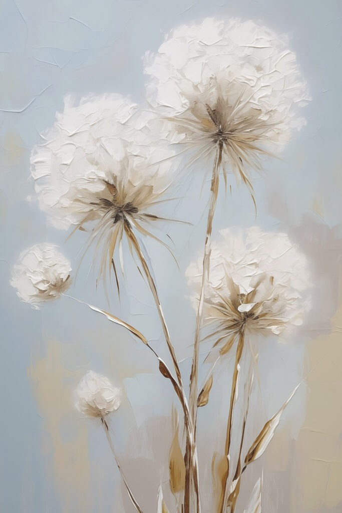 Painting of flowers on a blue background
