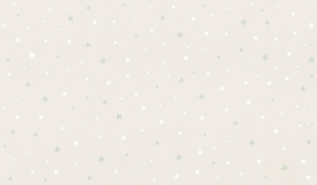 White and green stars on a white background