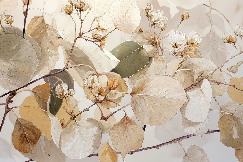 Delicate leaves in soft hues