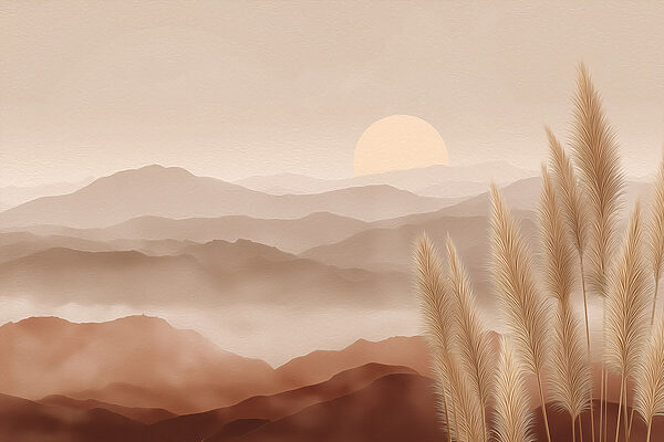 Landscape with mountains and grass