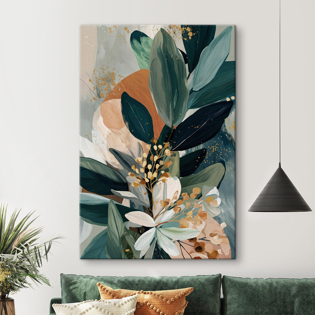 Painting of leaves and flowers