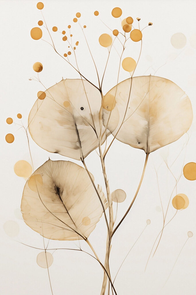 Delicate leaves with soft circular accents