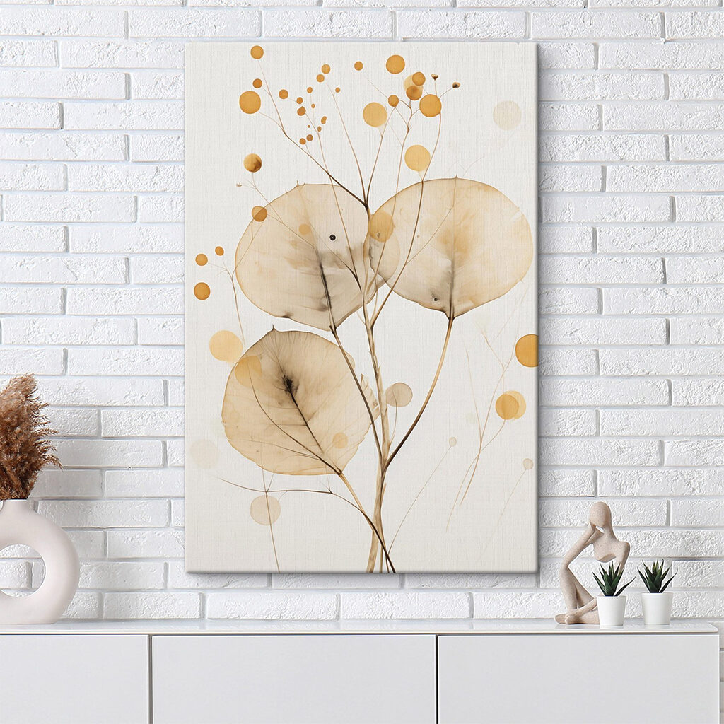 Delicate leaves with soft circular accents