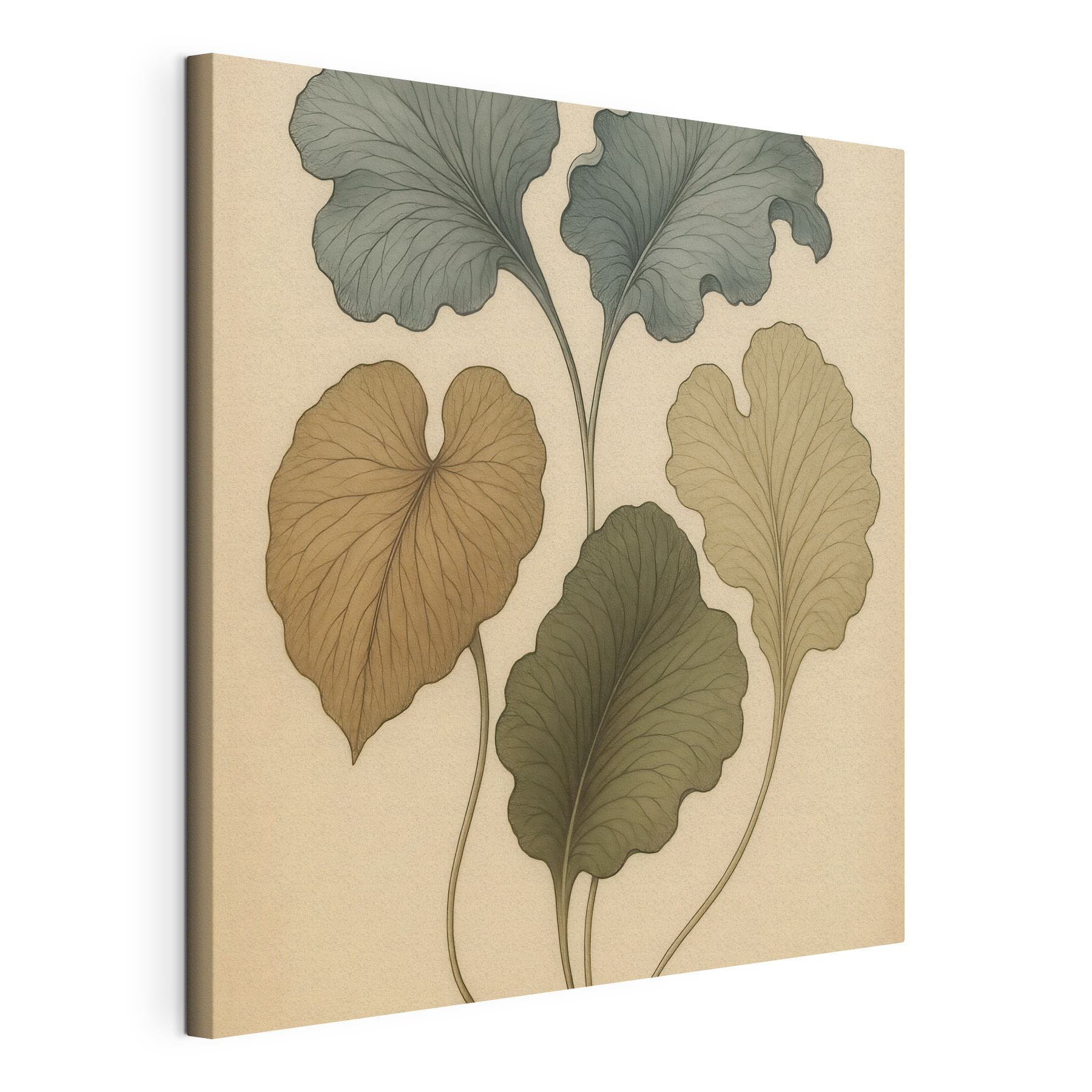 Drawing of leaves on a white surface